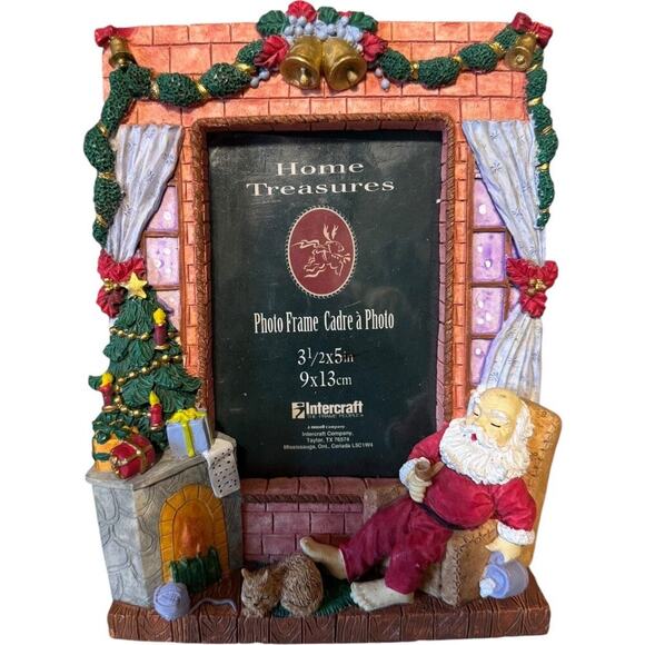 Intercraft Home Treasures Vintage Hand Painted 3D Resin Santa Picture Frame - Picture 1 of 10